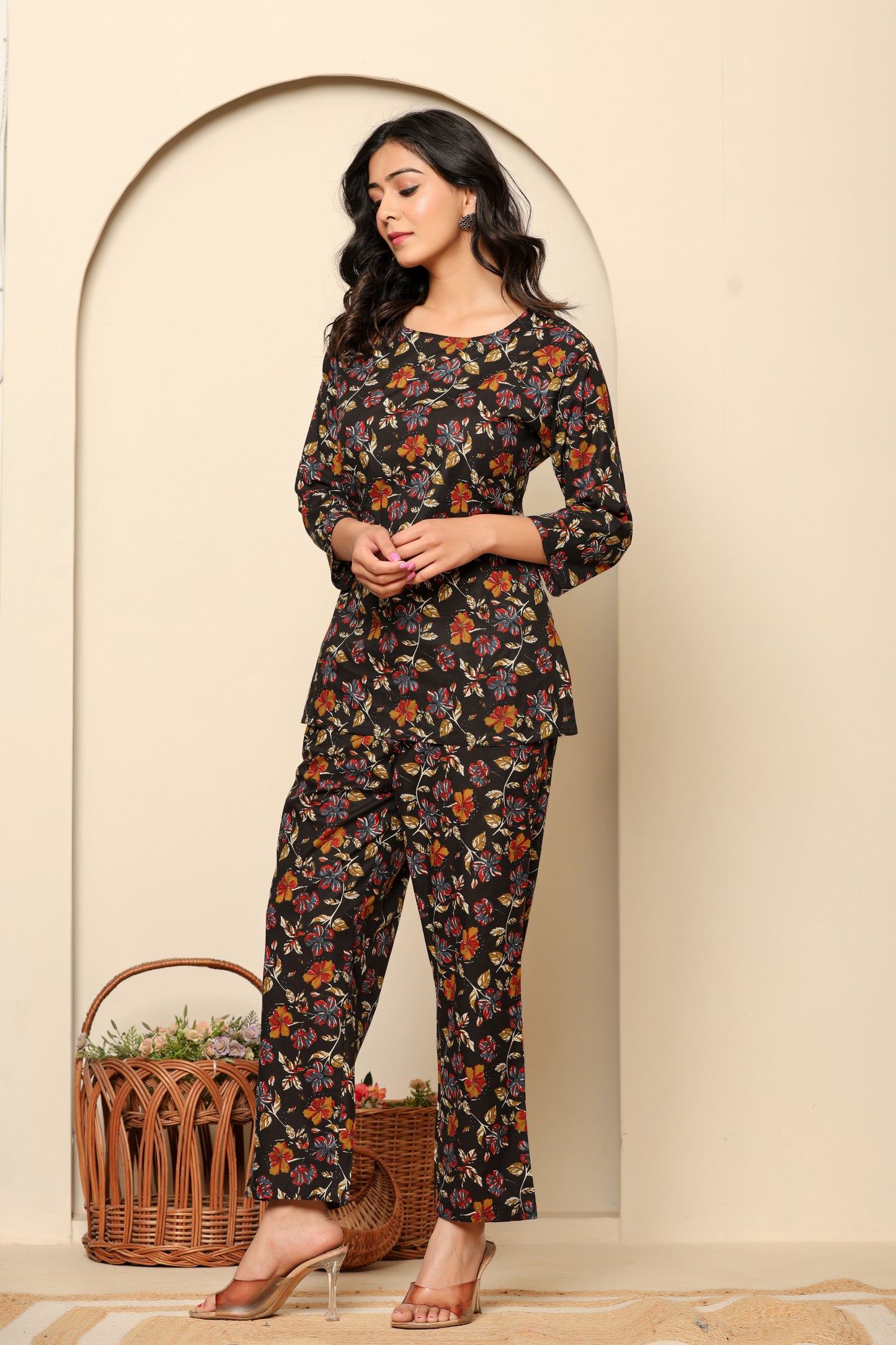 Black Printed Cotton Coord Set