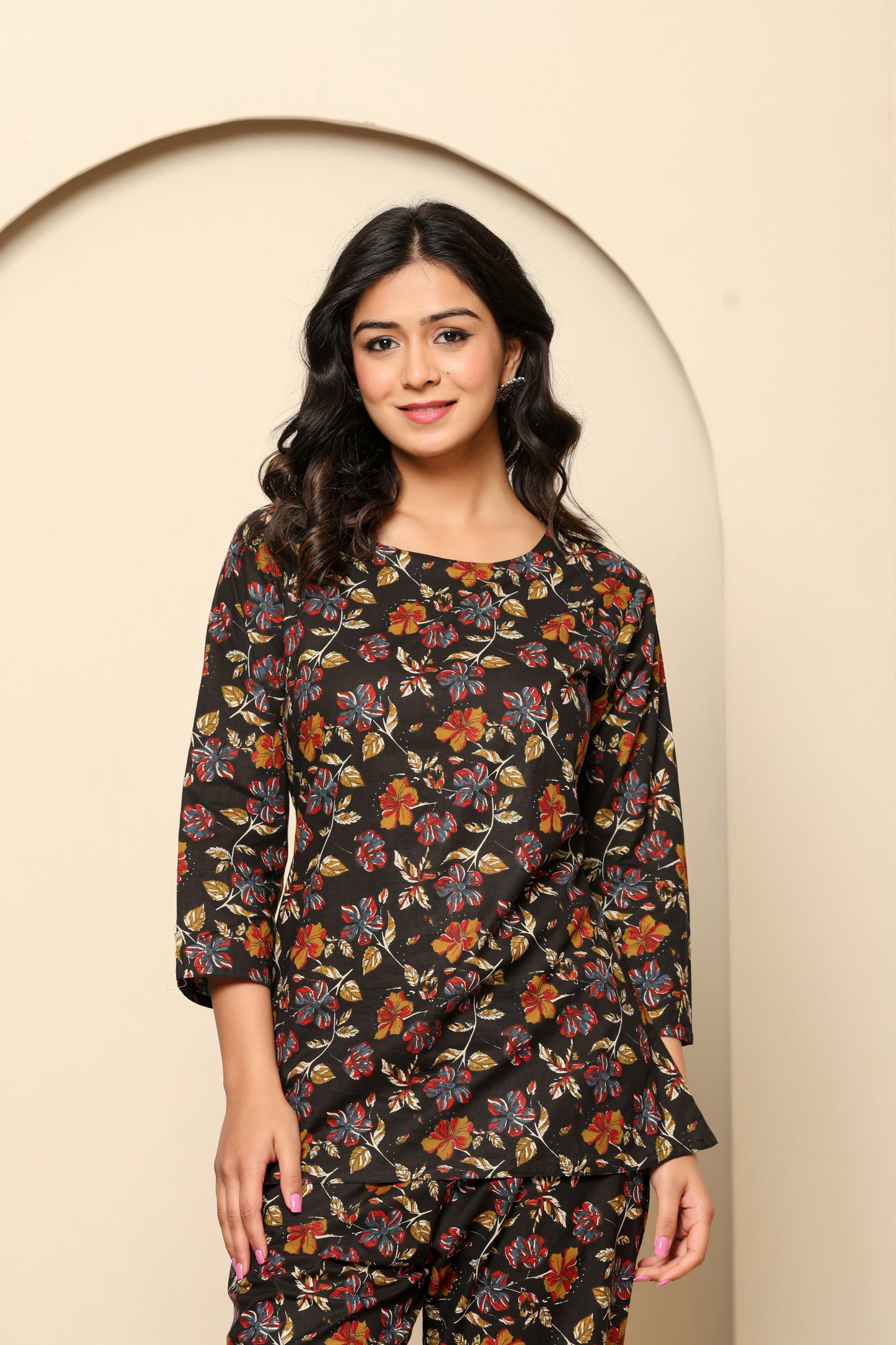 Black Printed Cotton Coord Set