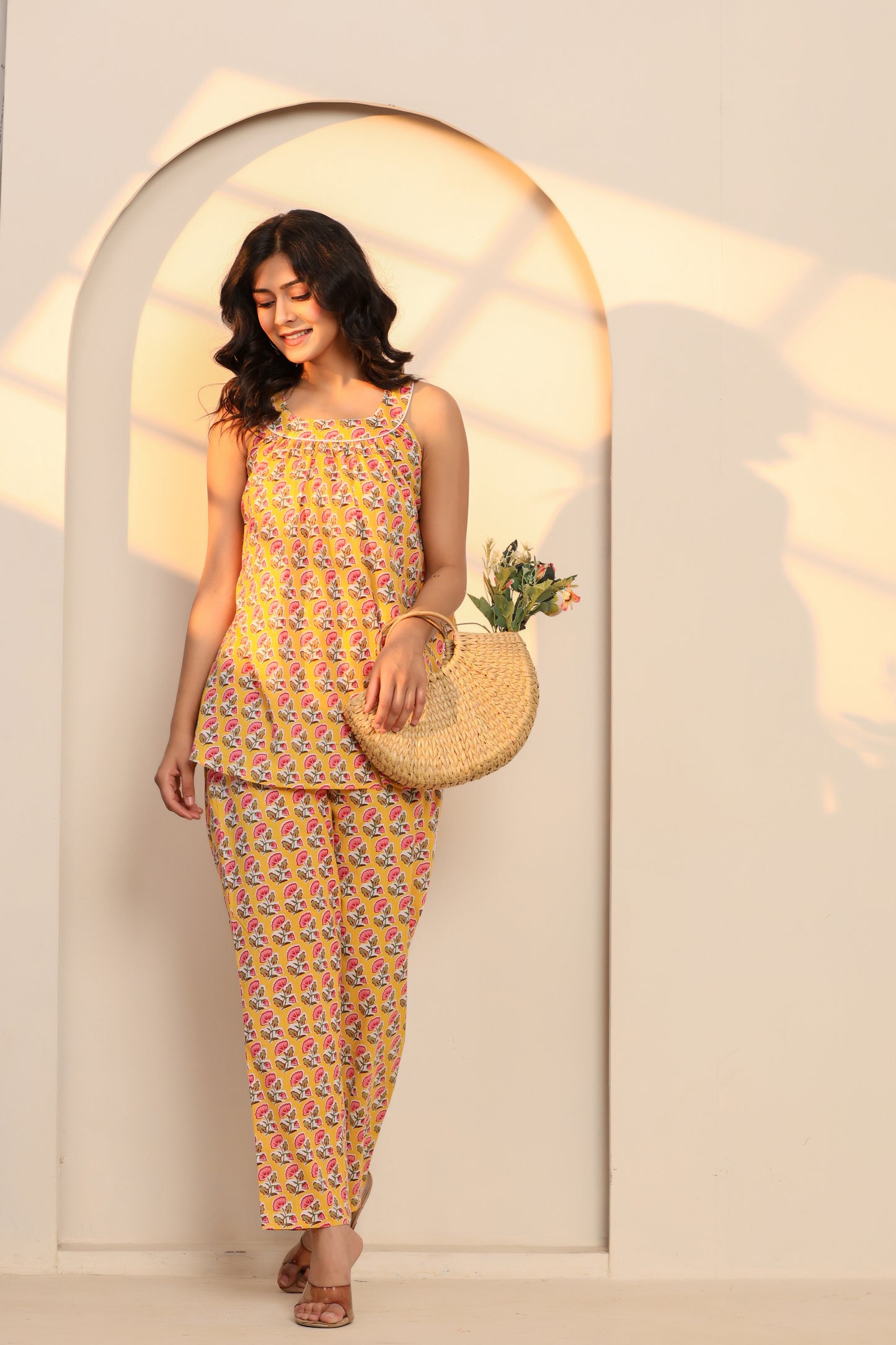 Radiant Yellow Cotton Hand Block Printed Co- Ord Set