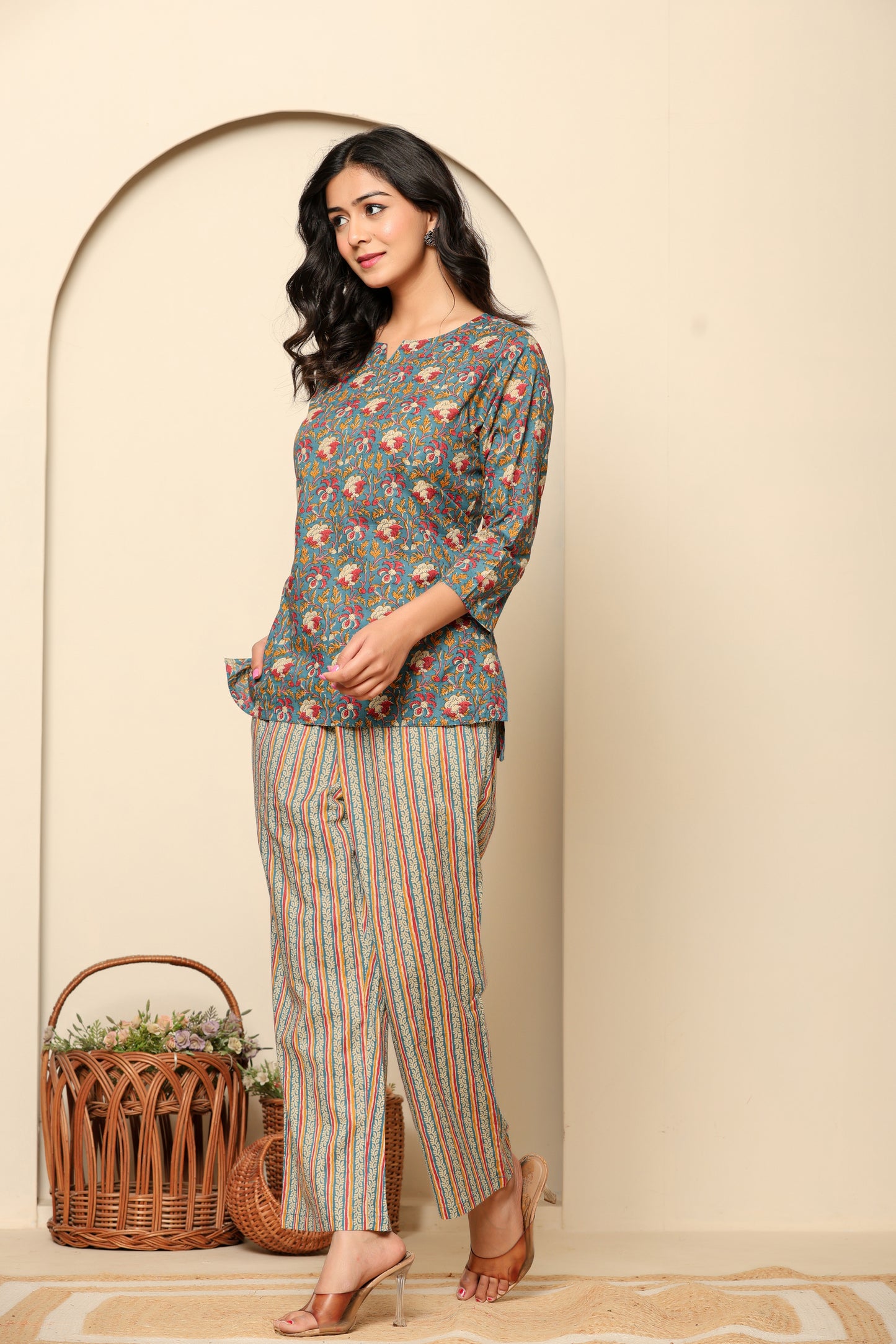 Green Printed Cotton Coord Set