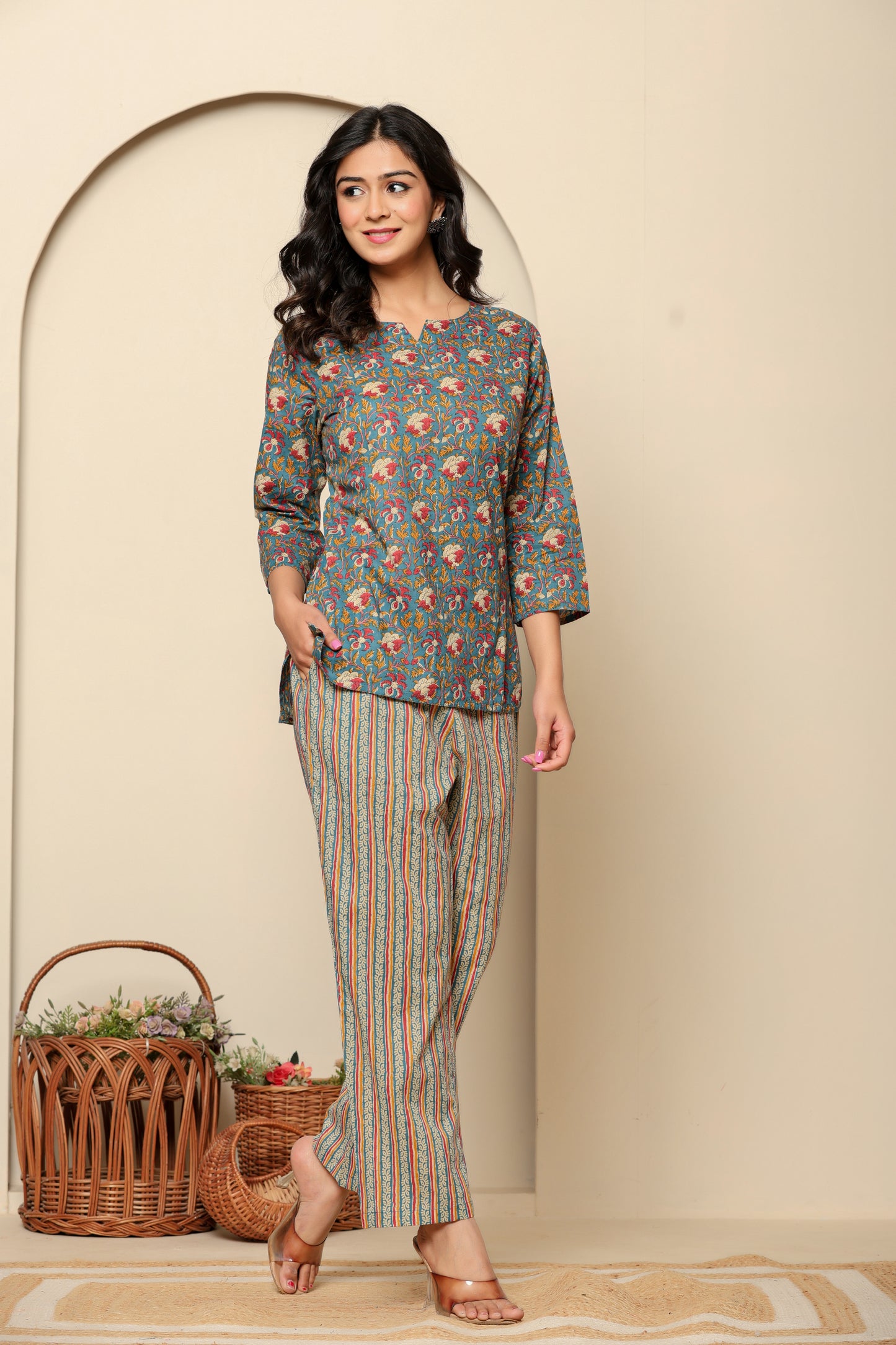 Green Printed Cotton Coord Set
