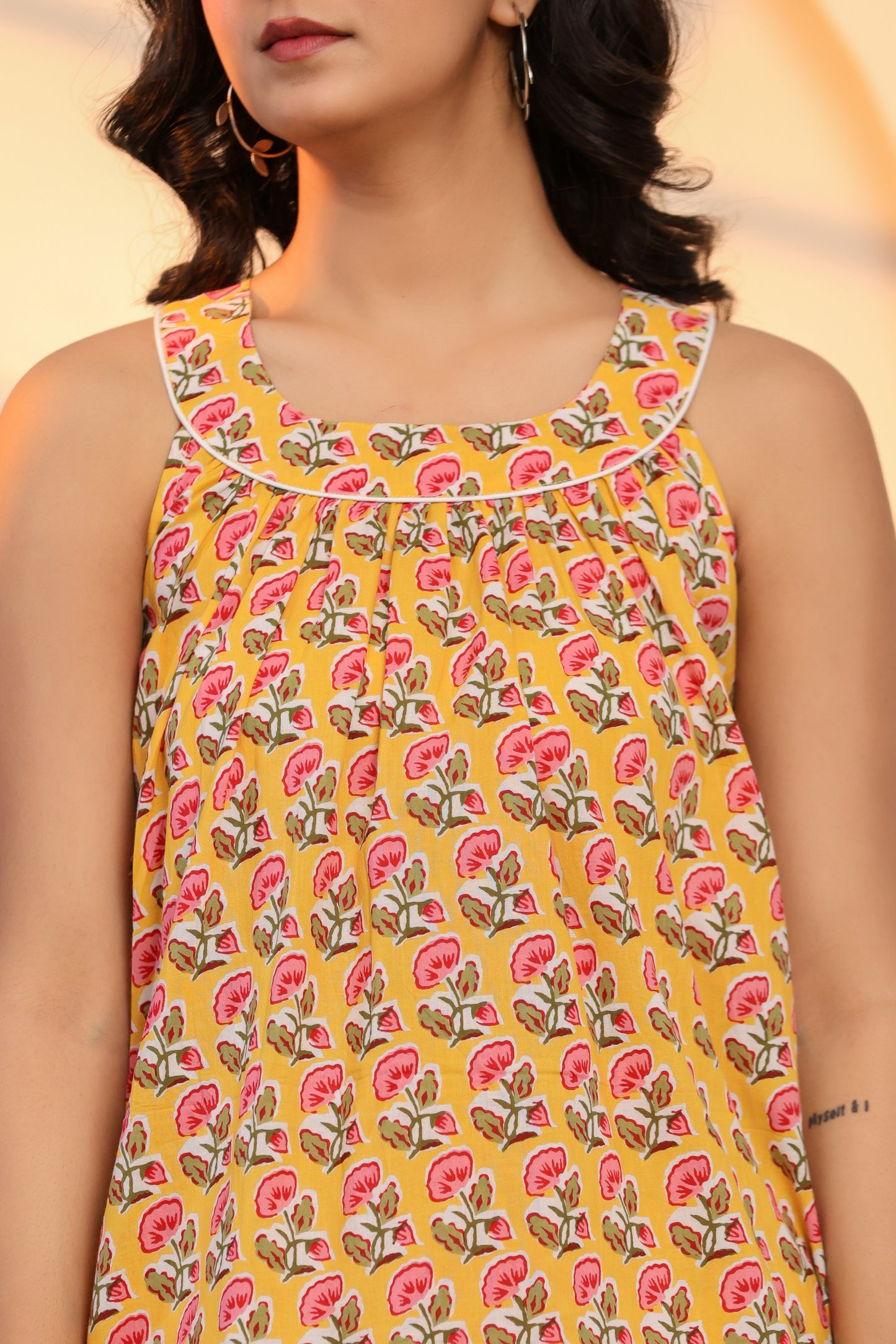 Radiant Yellow Cotton Hand Block Printed Co- Ord Set