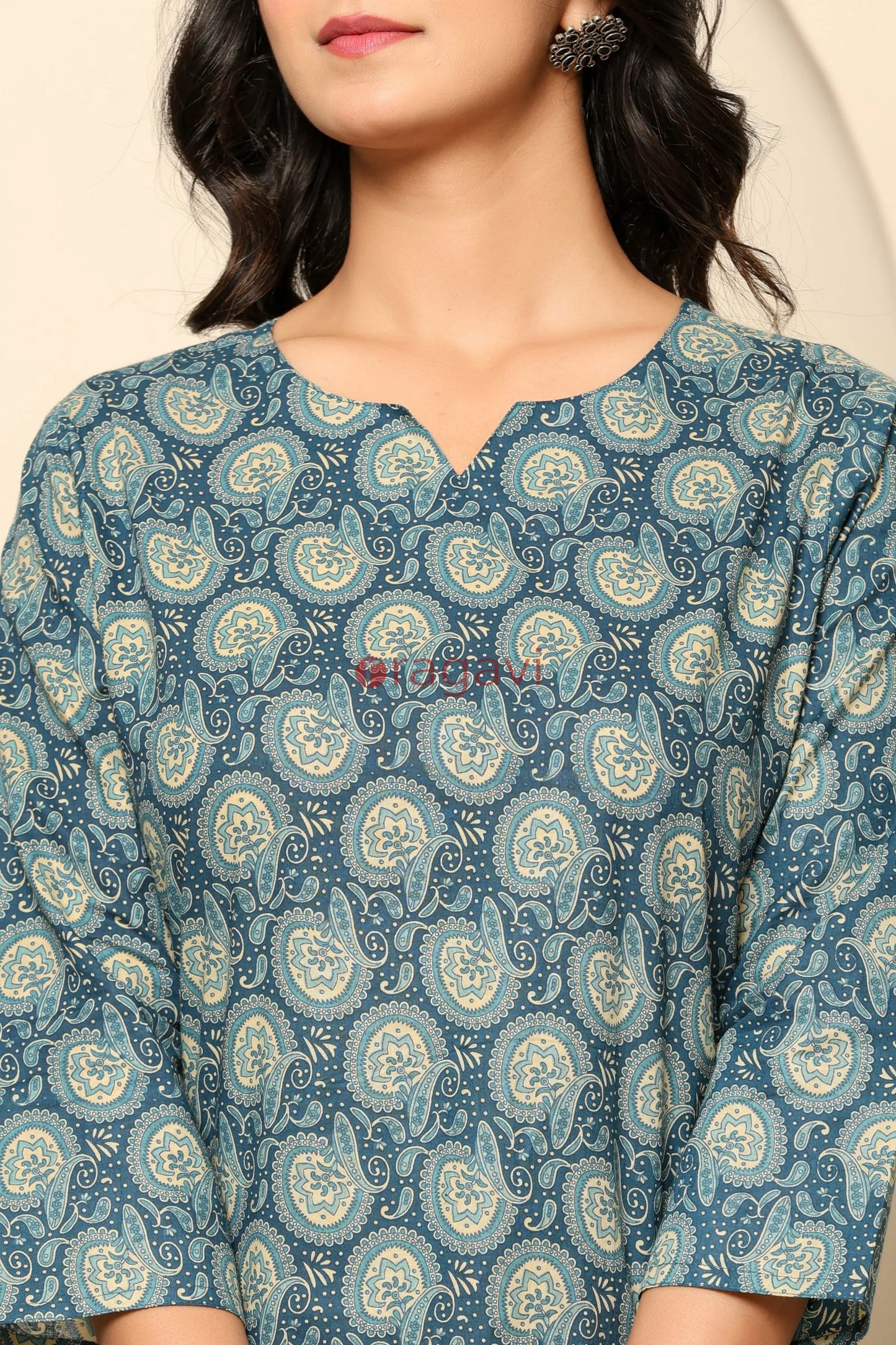 Blue Printed Cotton Co-Ord Set - Ragavi