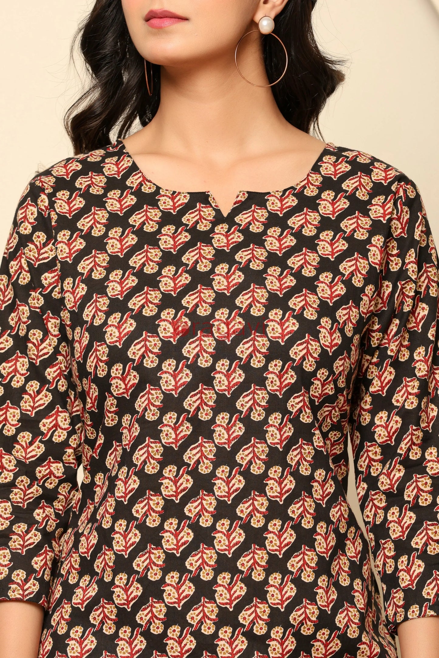 Black Printed Cotton Co- Ord Set - Ragavi