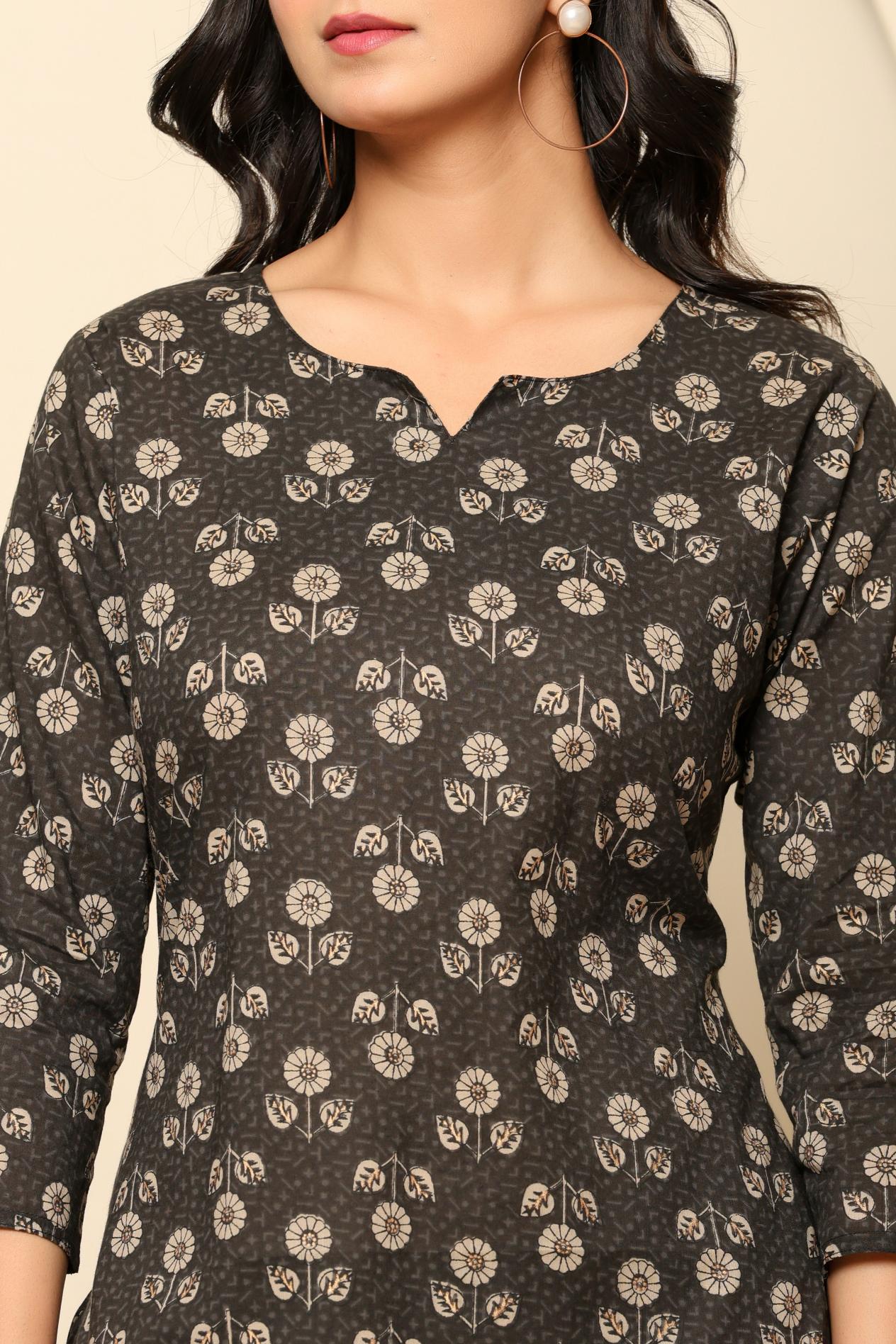 Black Printed Cotton Coord Set