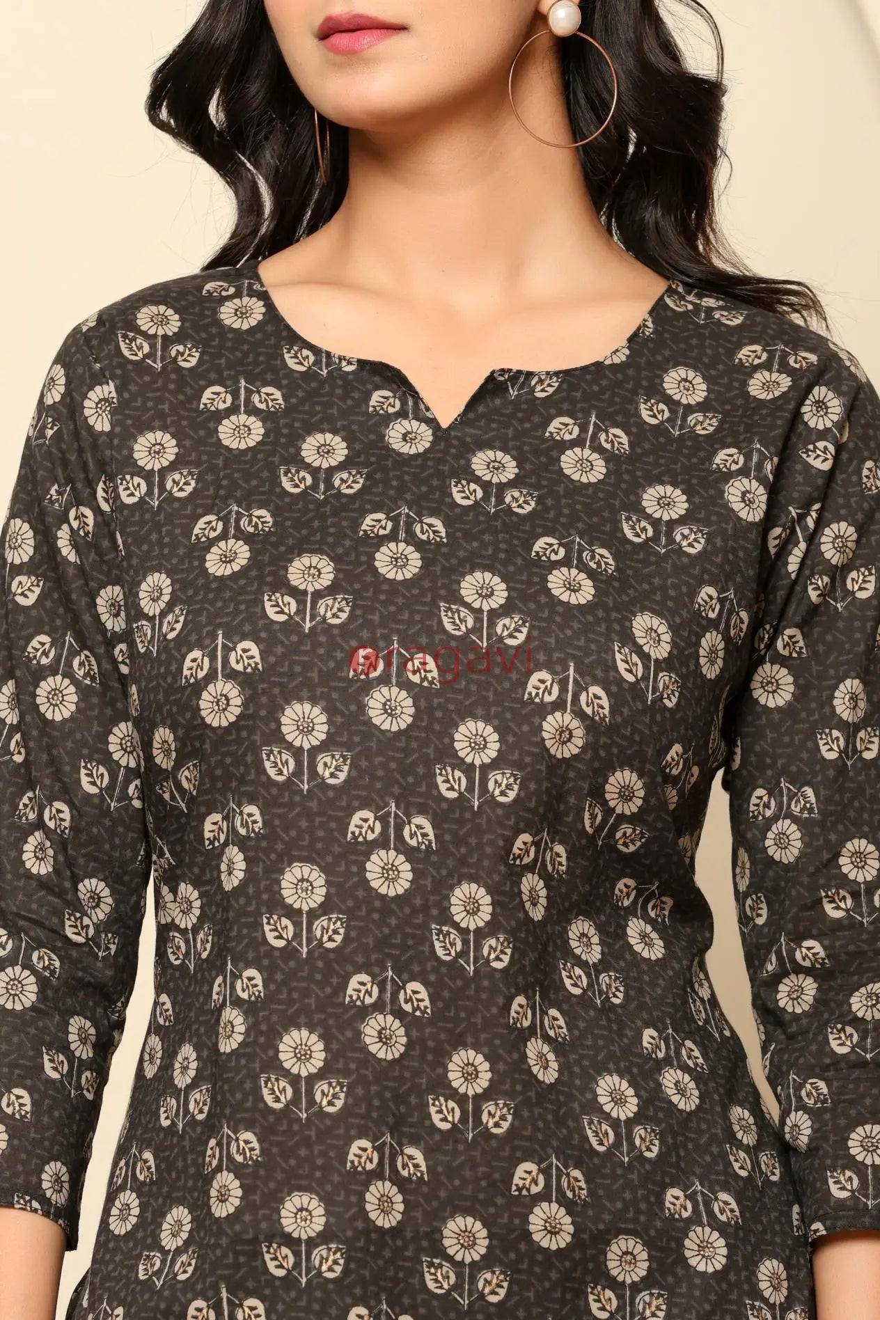 Black Printed Cotton Co- Ord Set - Ragavi