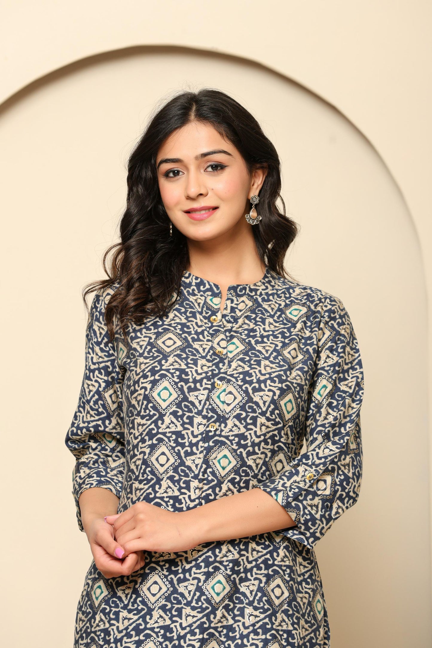 Blue Printed Rayon Kurta Set
