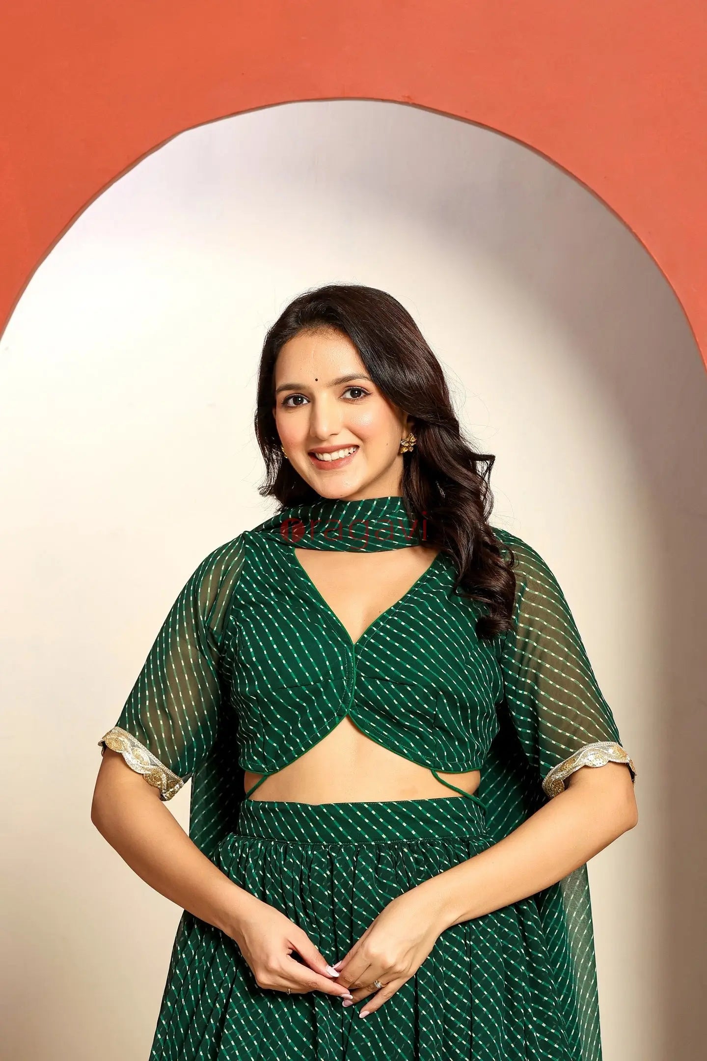 Ragavi Green Leheriya Lehenga Set - Ragavi