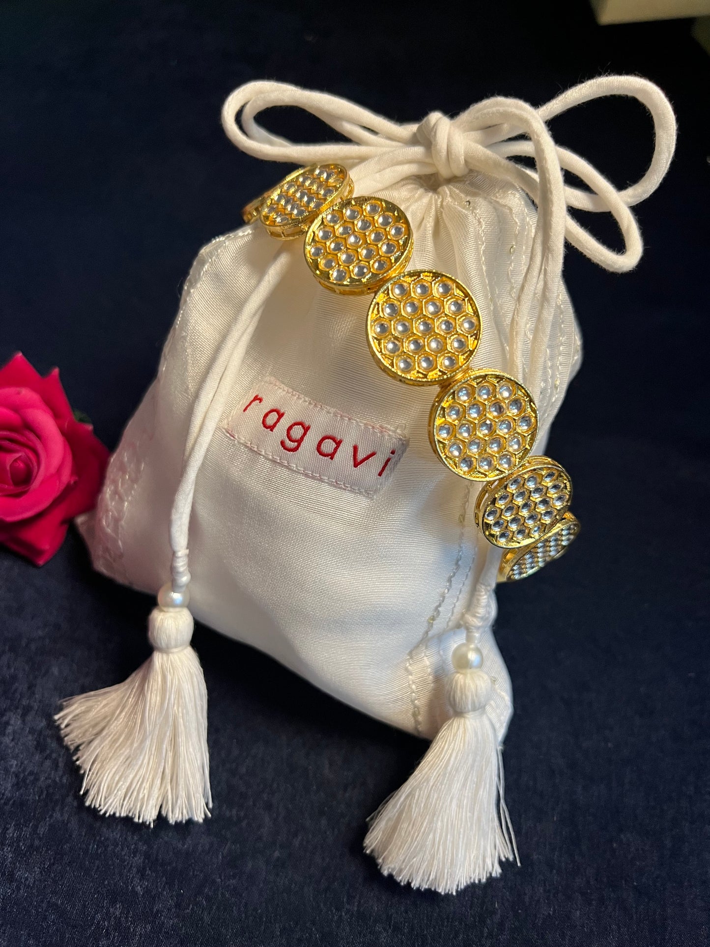 Adya Gold Kundan Hair Band