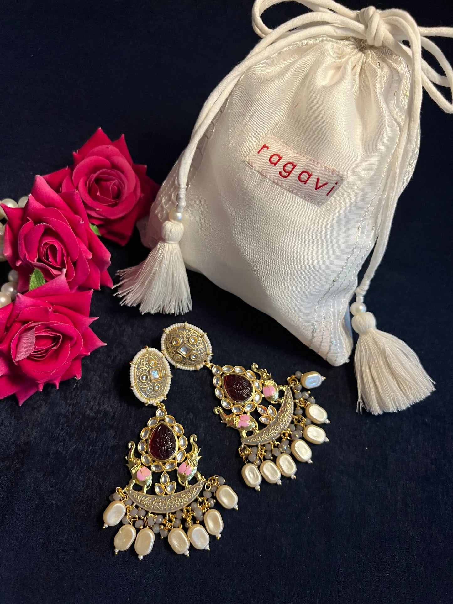Cherry Gold Handcrafted Brass Earrings Ragavi