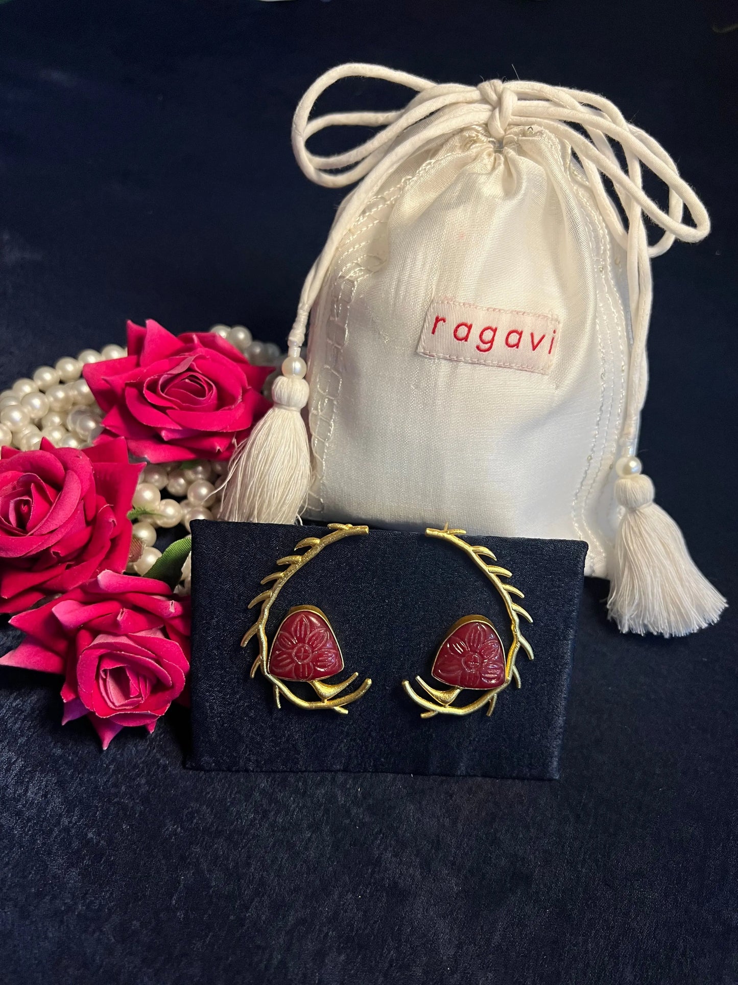 Savvy Red Earrings Ragavi