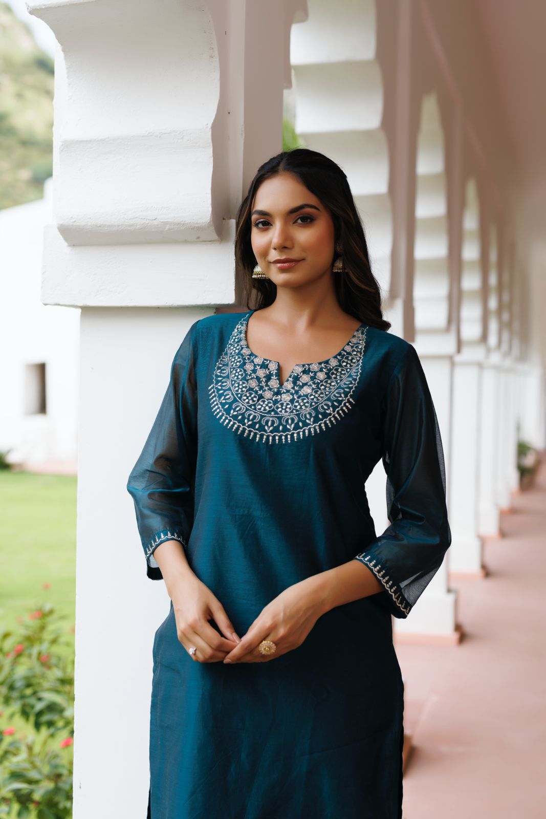 Green Chanderi Kurta with pant