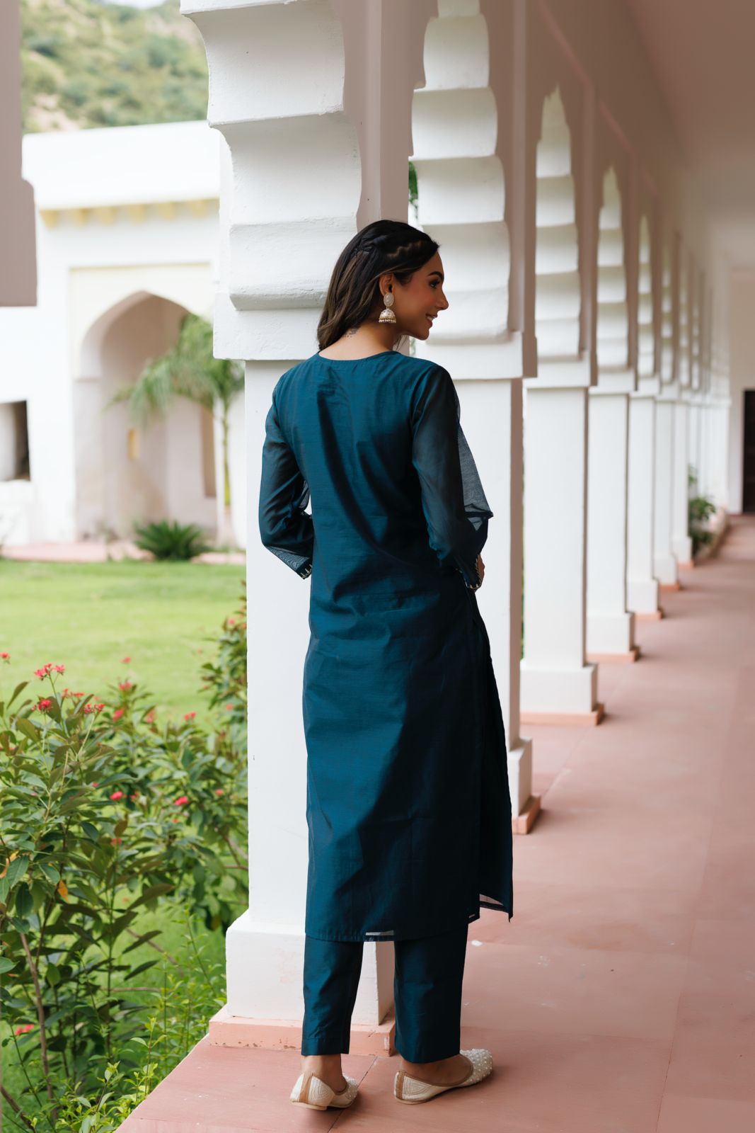 Green Chanderi Kurta with pant
