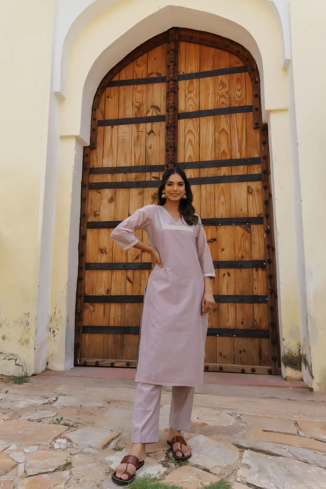 Plum Chalk Chanderi Kurta with pant Ragavi