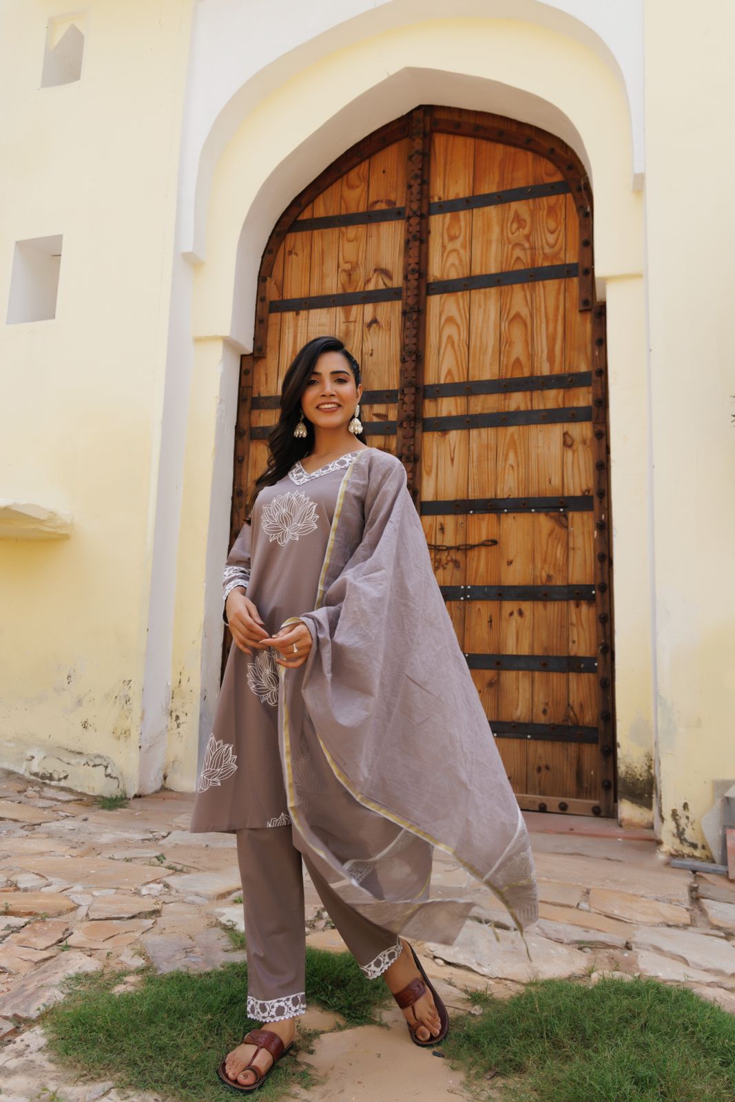 Slate Grey Lotus Suit Set