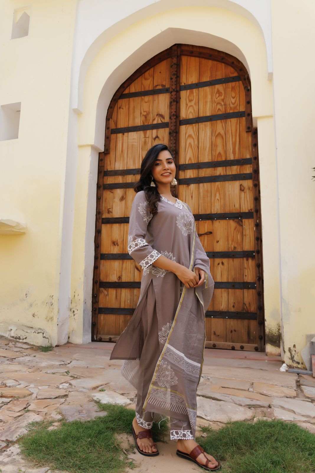 Slate Grey Lotus Suit Set