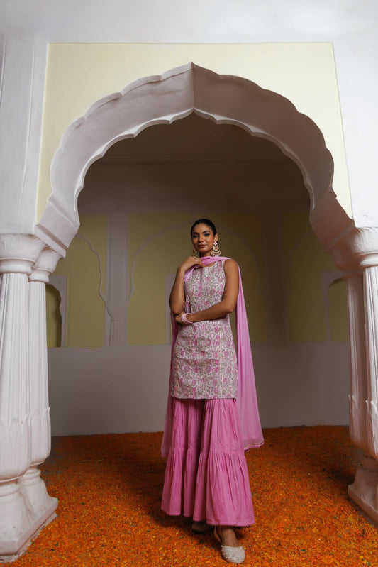 Pink Cotton Kurta Set