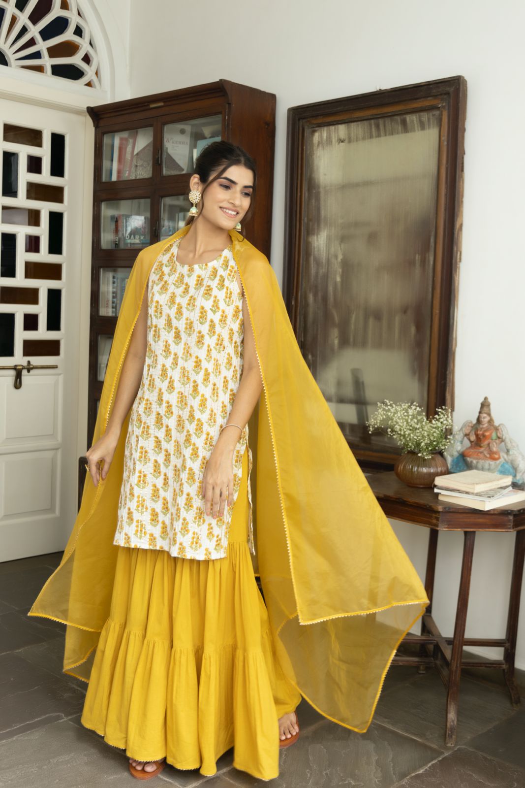 Yellow Cotton Kurta Set