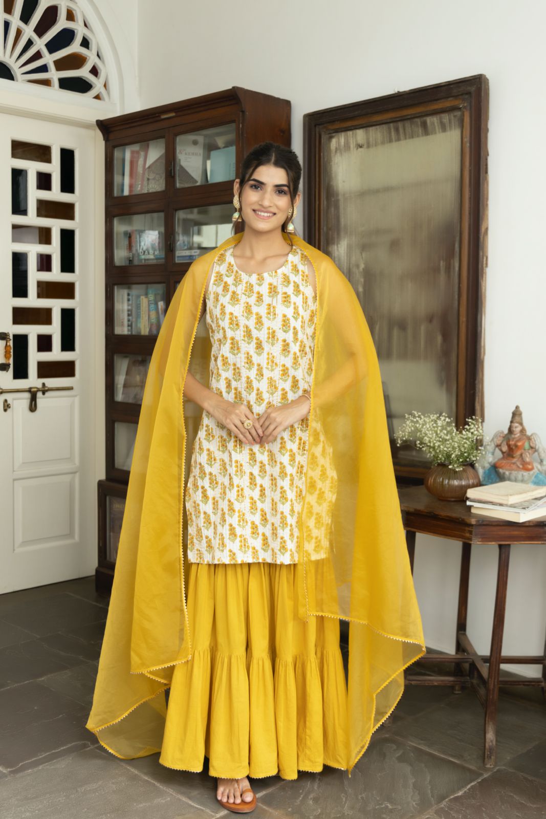 Yellow Cotton Kurta Set