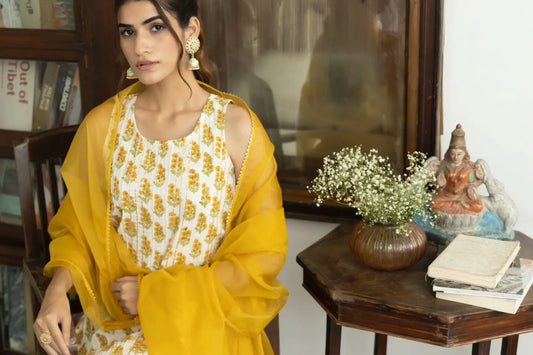 Yellow Cotton Kurta Set Ragavi