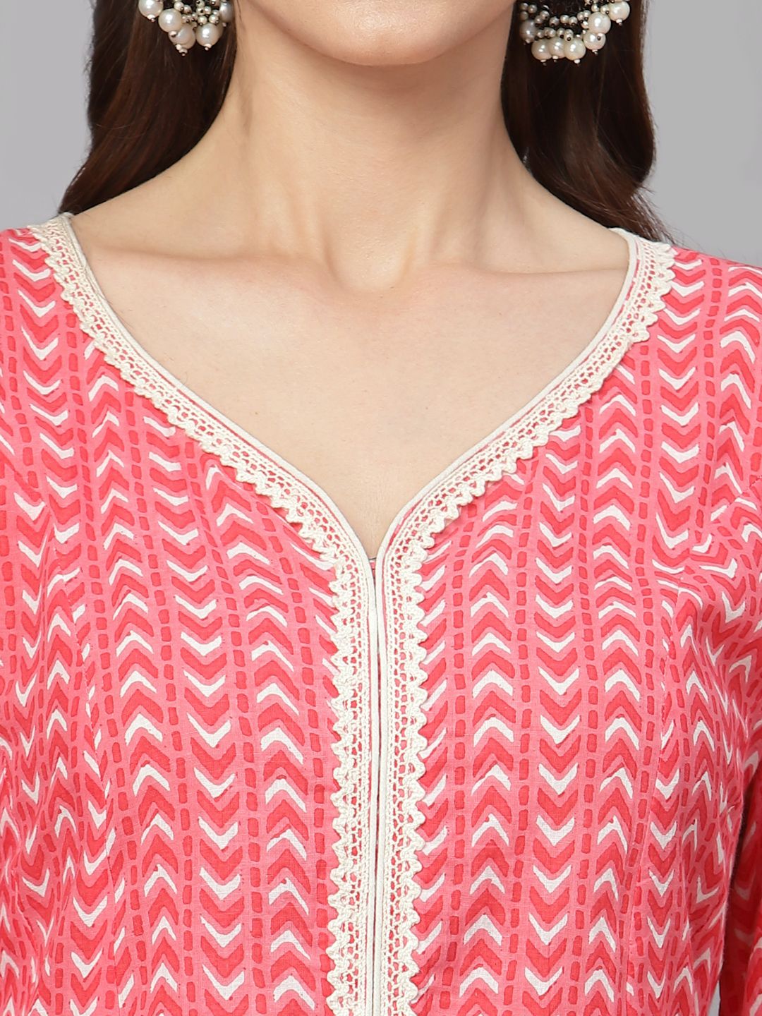 Peach Cotton Kurta Set