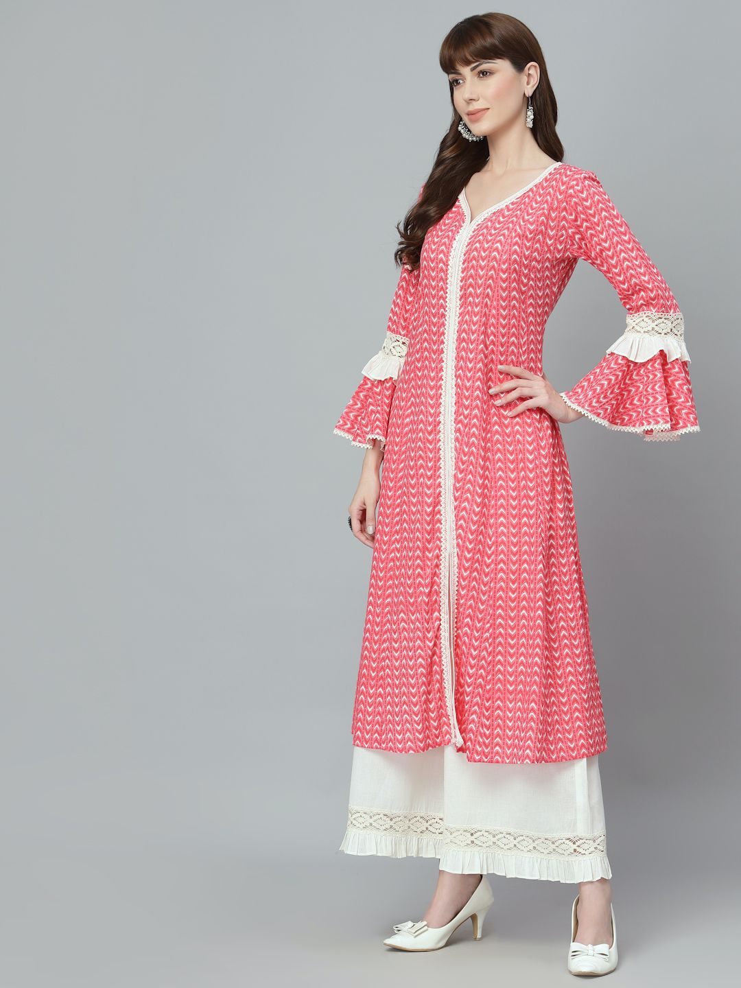 Peach Cotton Kurta Set