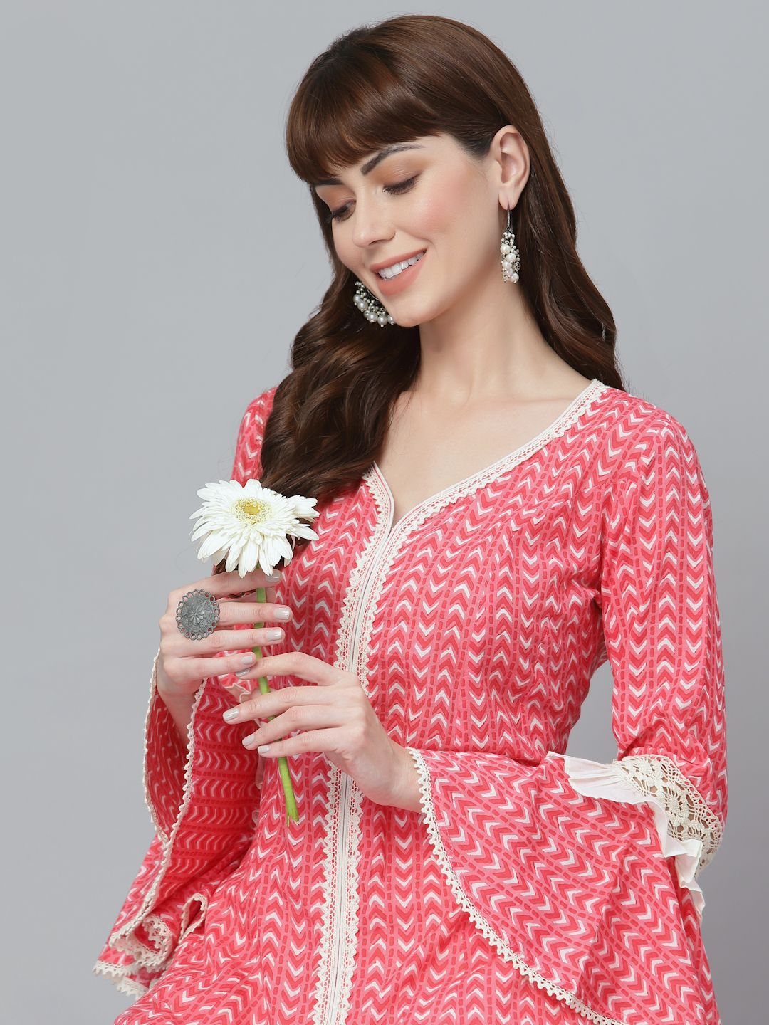 Peach Cotton Kurta Set