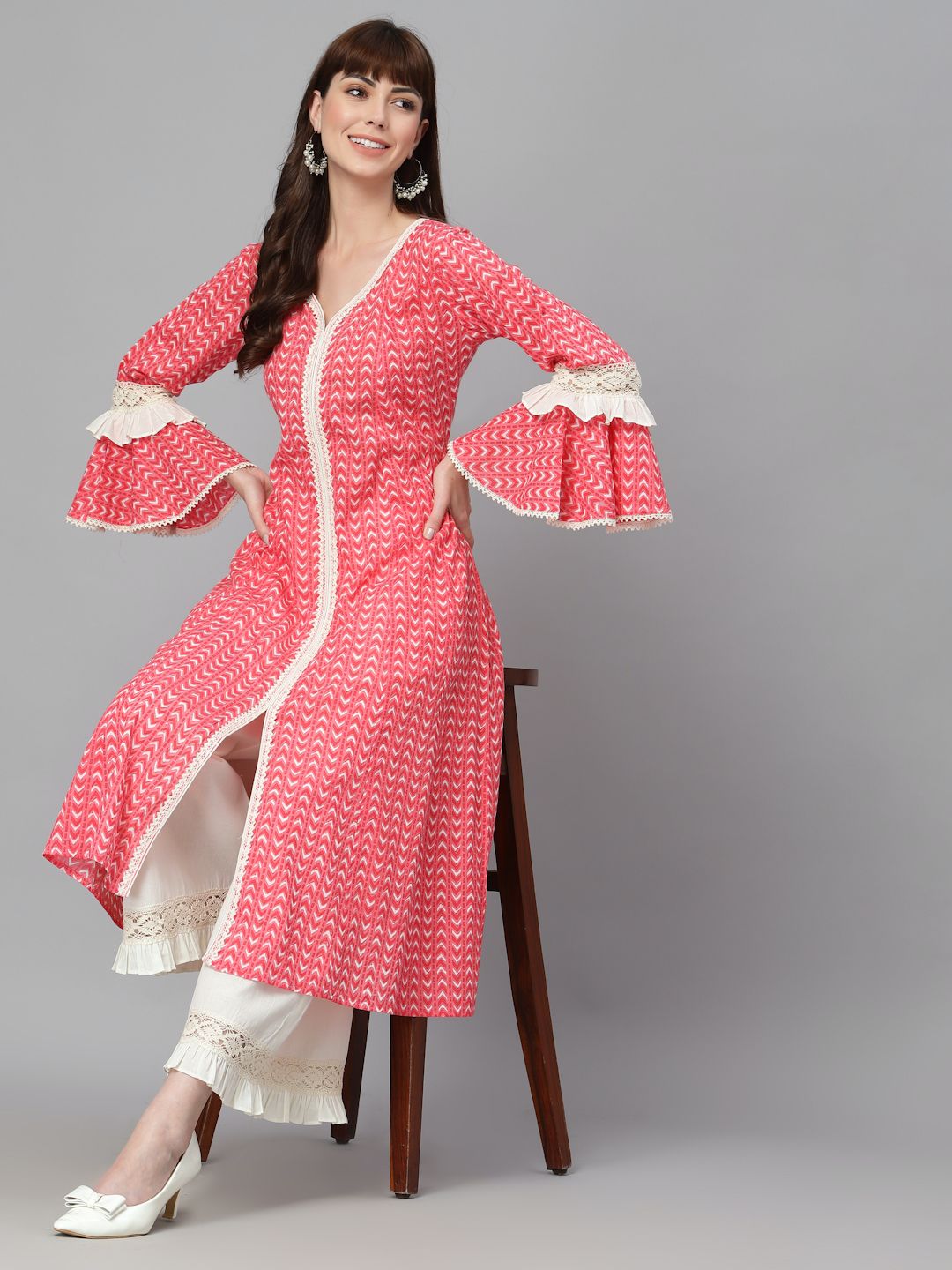 Peach Cotton Kurta Set