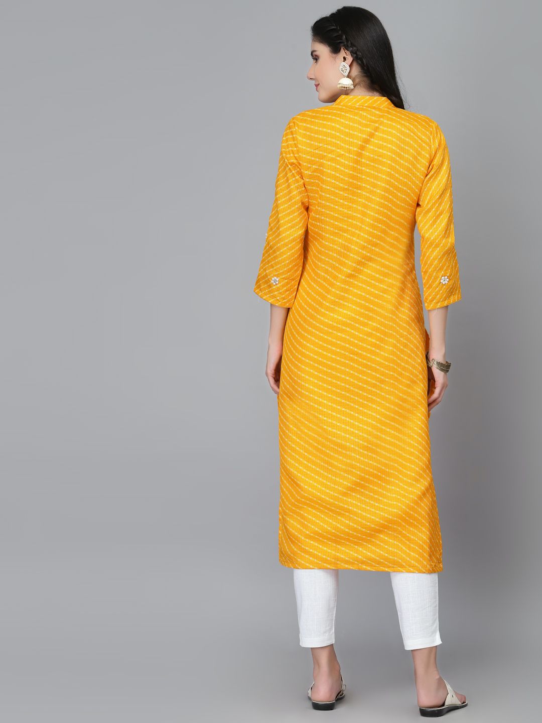 Zoya Yellow Leheriya Kurta