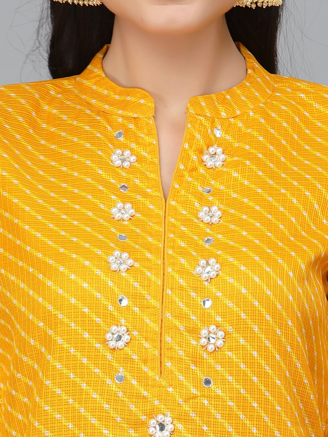 Zoya Yellow Leheriya Kurta