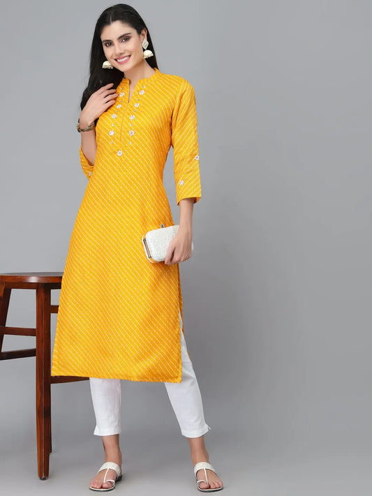 Zoya Yellow Leheriya Kurta Ragavi