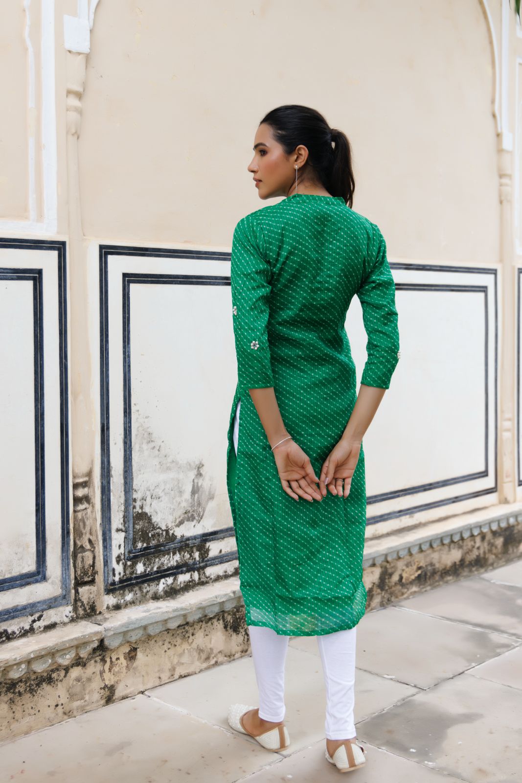 Zoya Green Leheriya Kurta