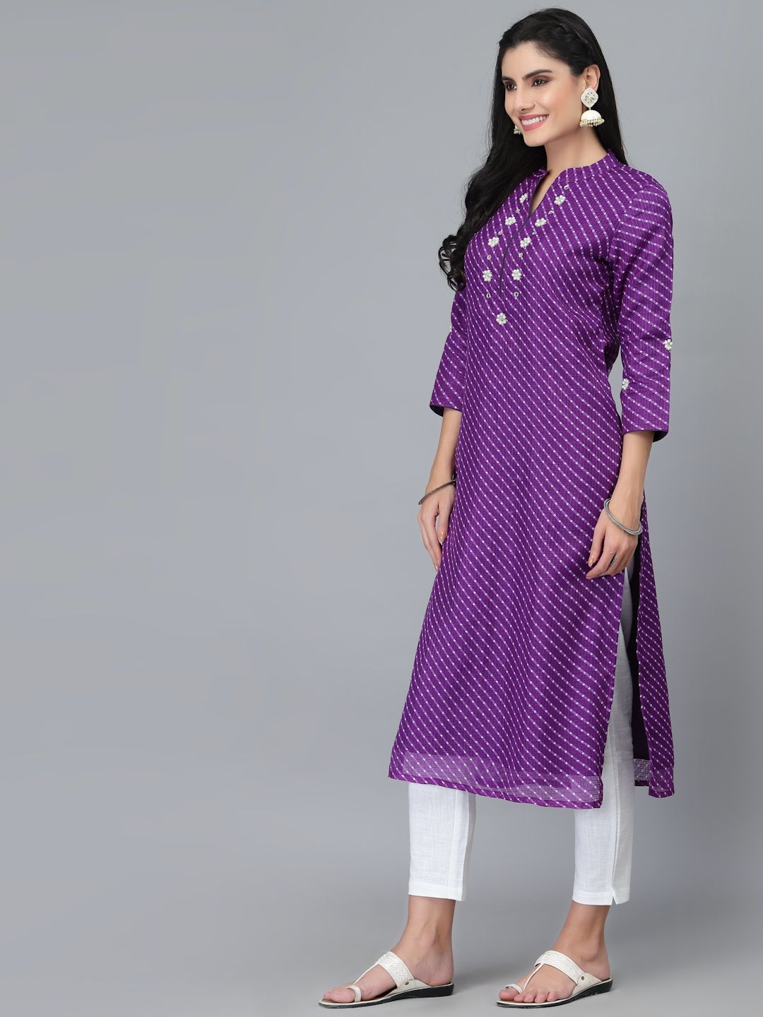 Zoya Purple Leheriya Kurta