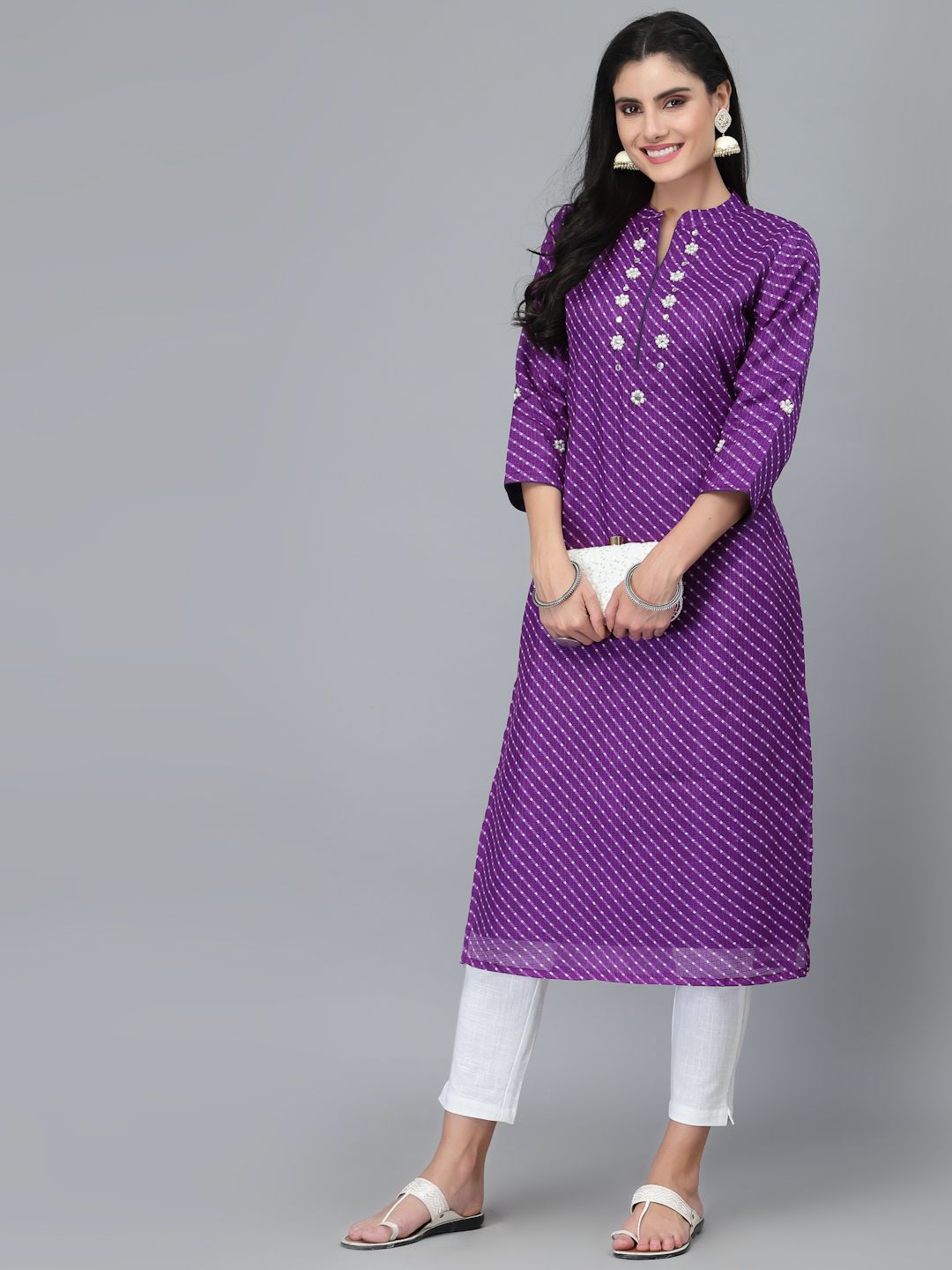 Zoya Purple Leheriya Kurta