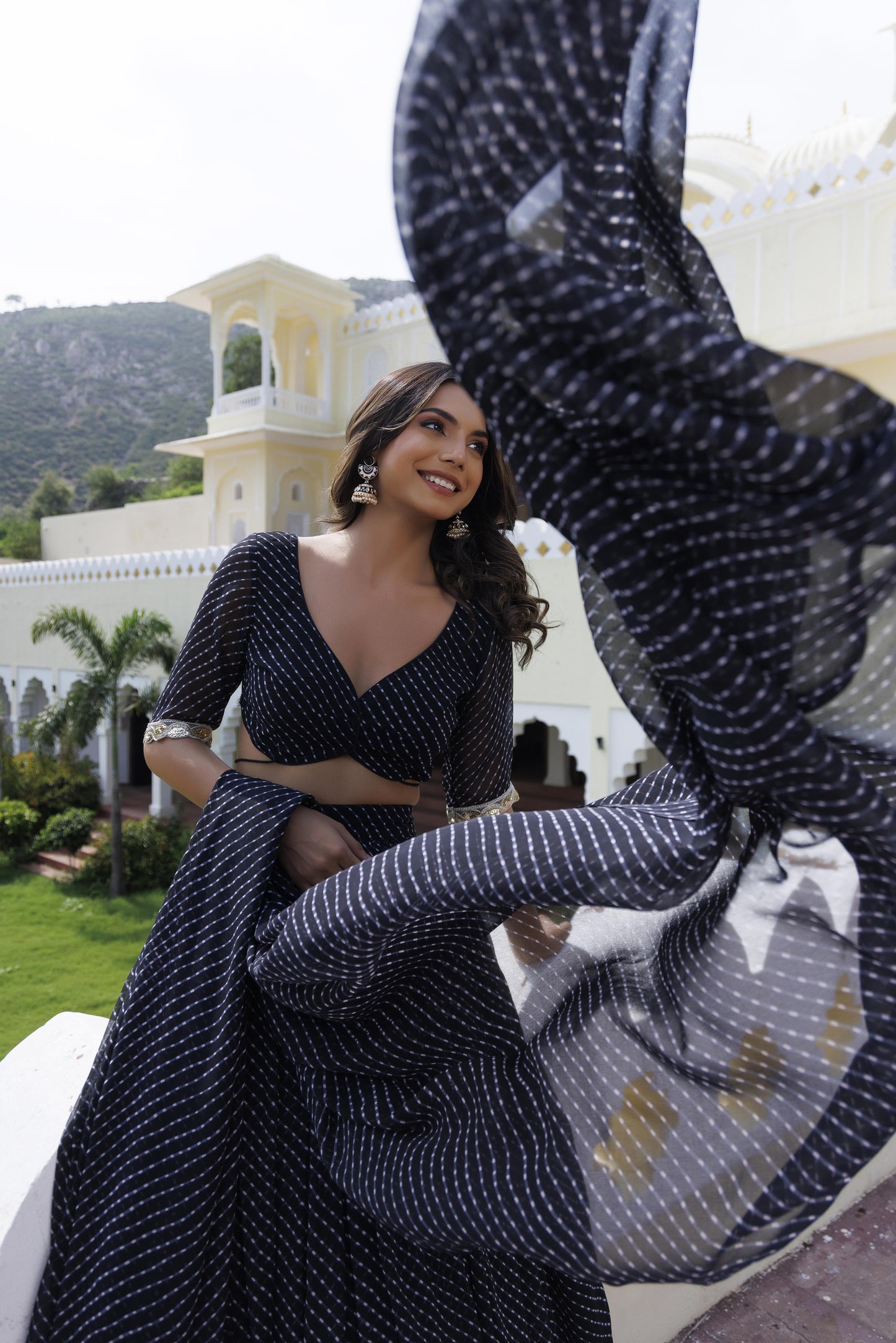 Obsidian Black Leheriya Lehenga Set