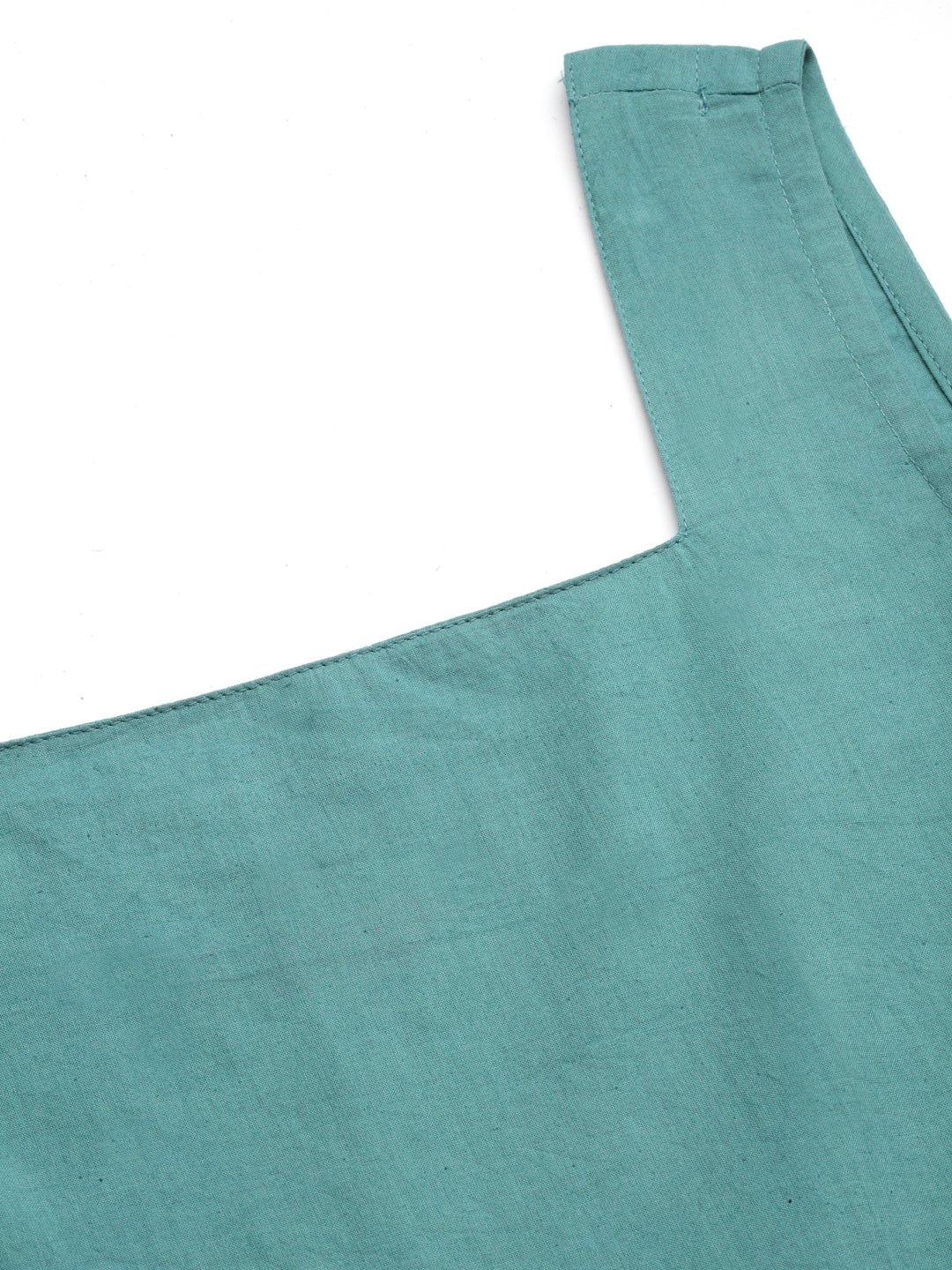Blue Cotton Solid Gathered Dress