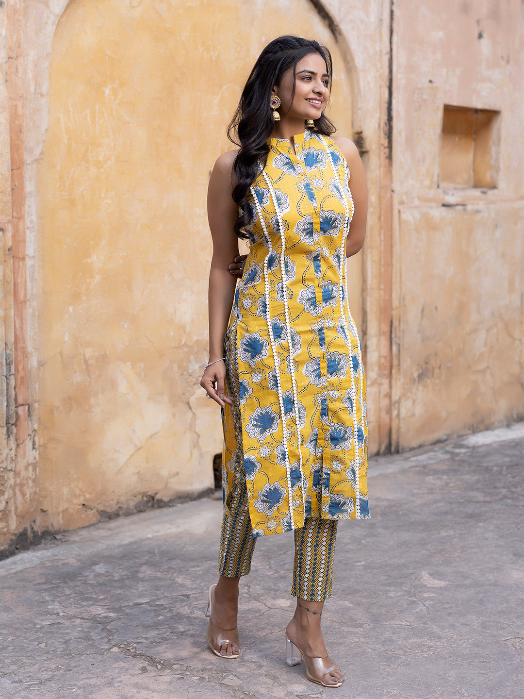 Buttercup Yellow Cotton Printed Kurta Set