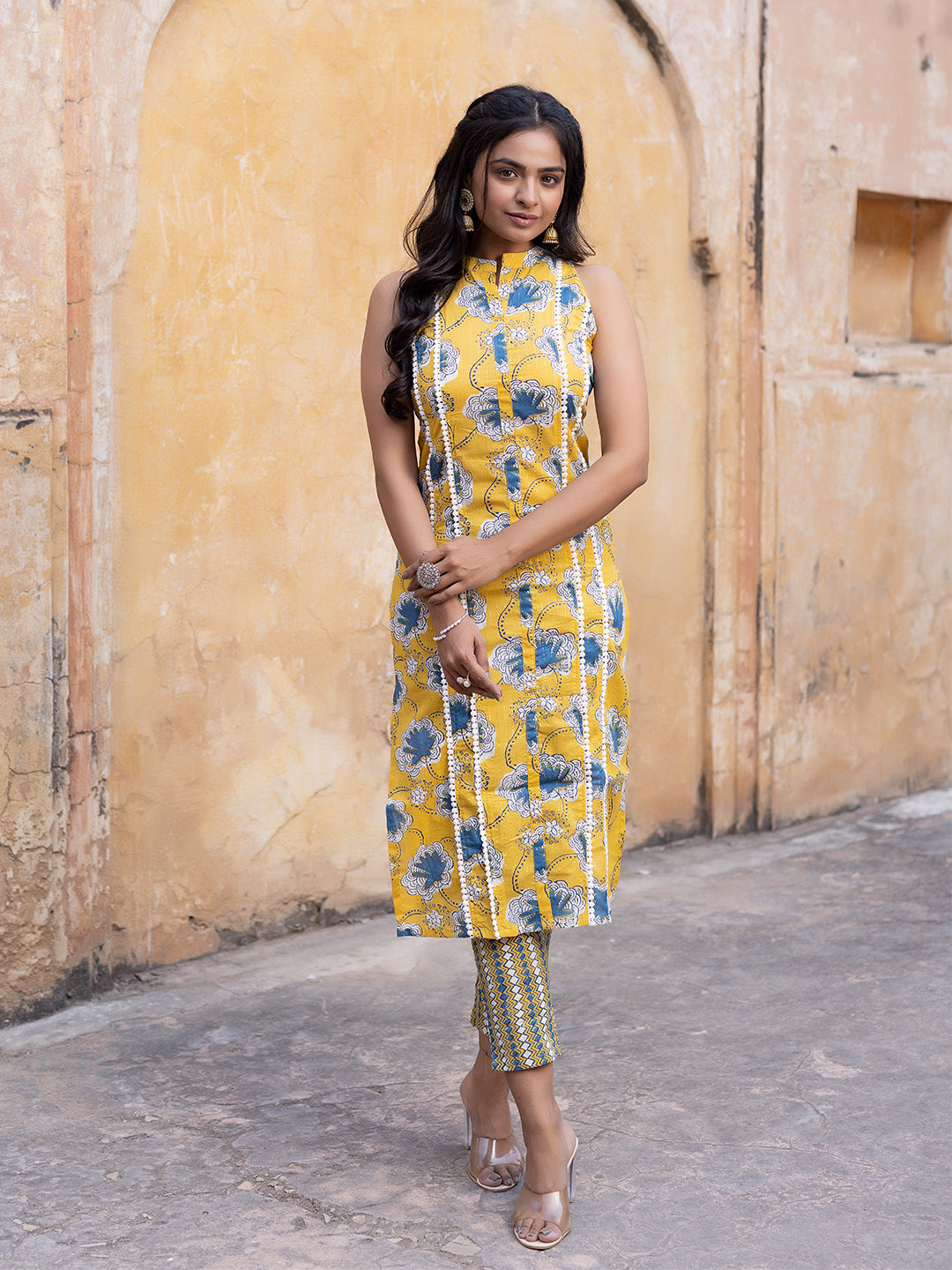 Buttercup Yellow Cotton Printed Kurta Set
