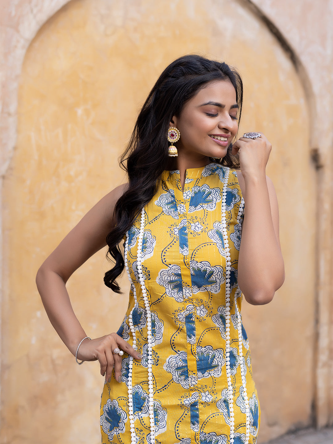 Buttercup Yellow Cotton Printed Kurta Set