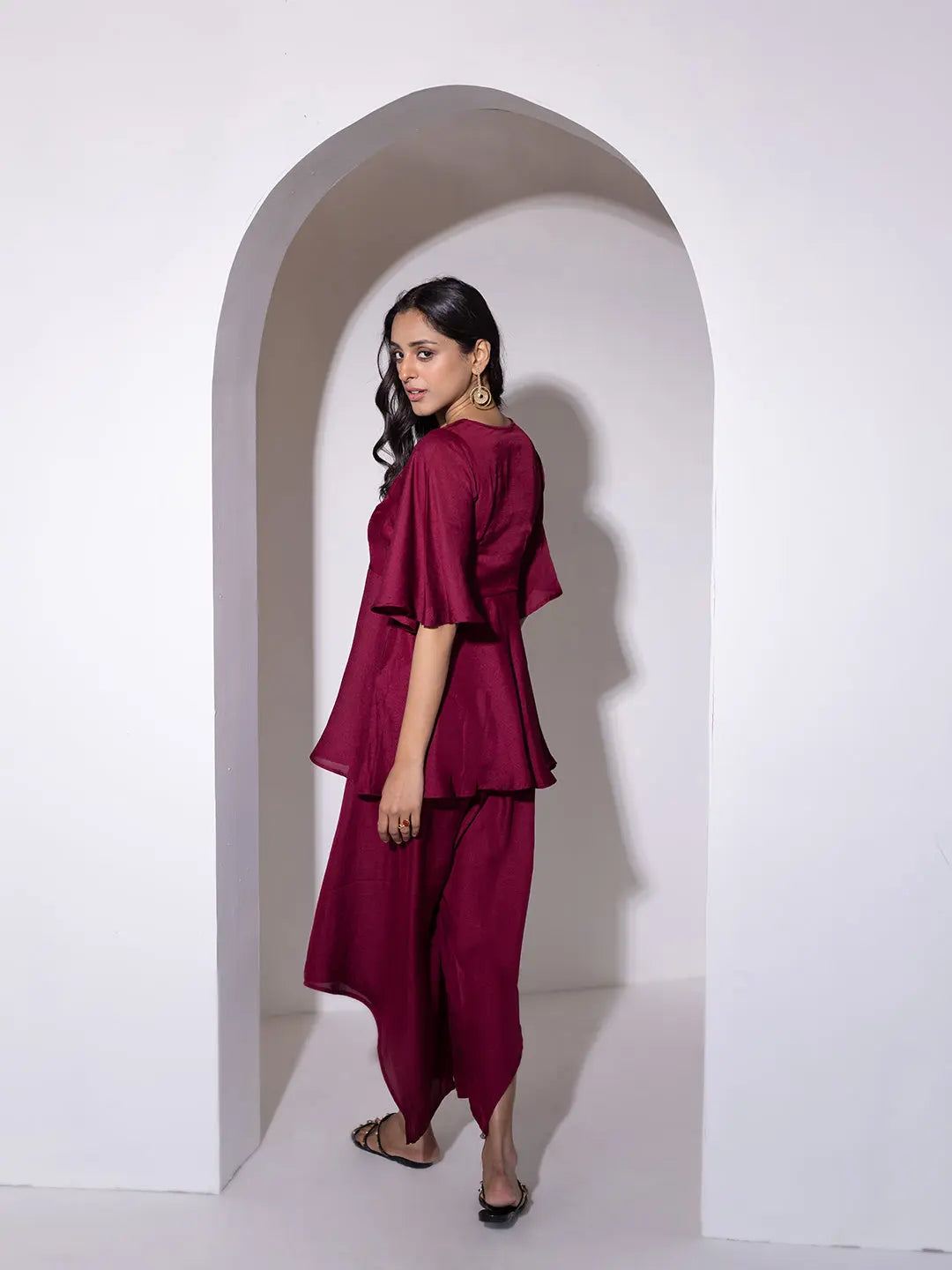 Beet Red Peplum Co-Ord Set Ragavi