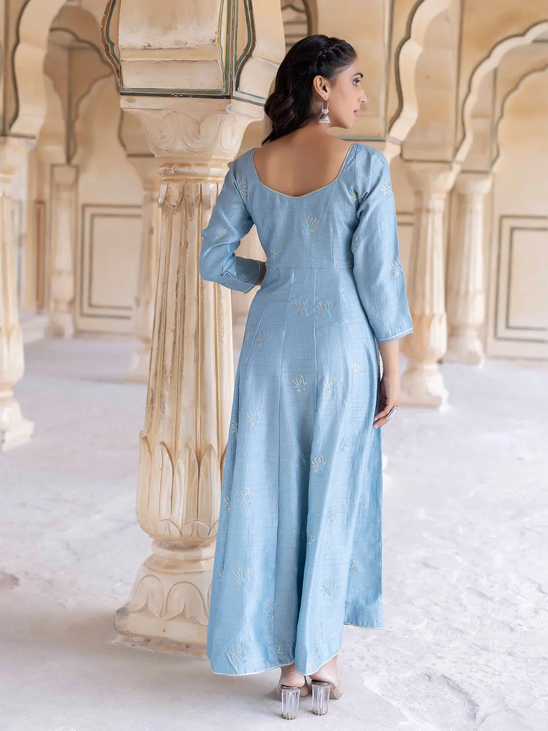 Celestial Sky-Blue Flared Kurta Ragavi
