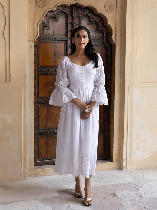 Cloude Dancer White Cotton Dress