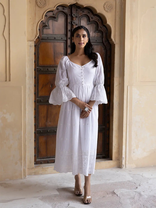 Cloude Dancer White Cotton Dress Ragavi