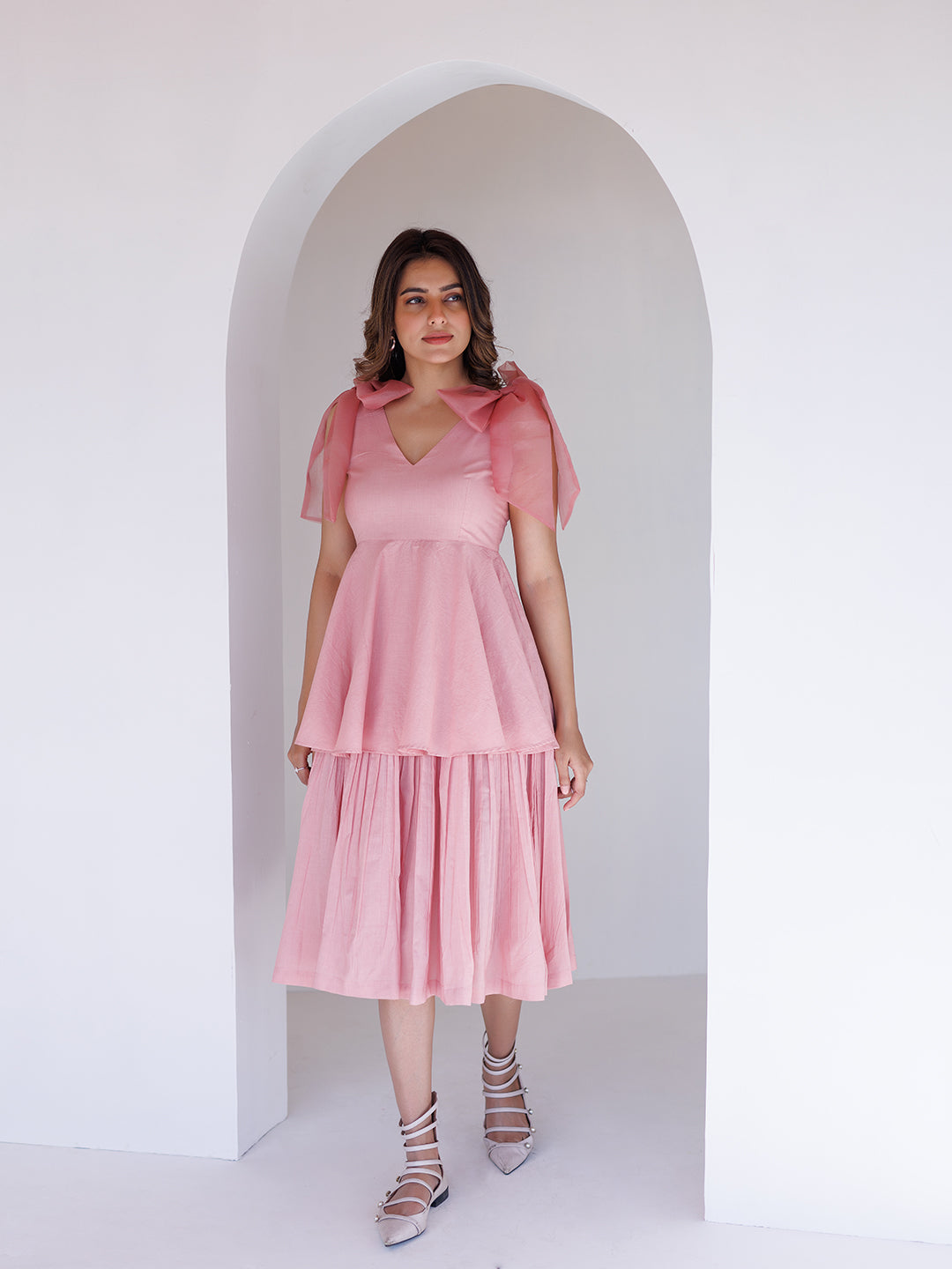 Coral Cloud Midi Dress
