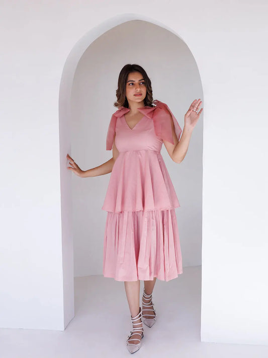 Coral Cloud Midi Dress Ragavi