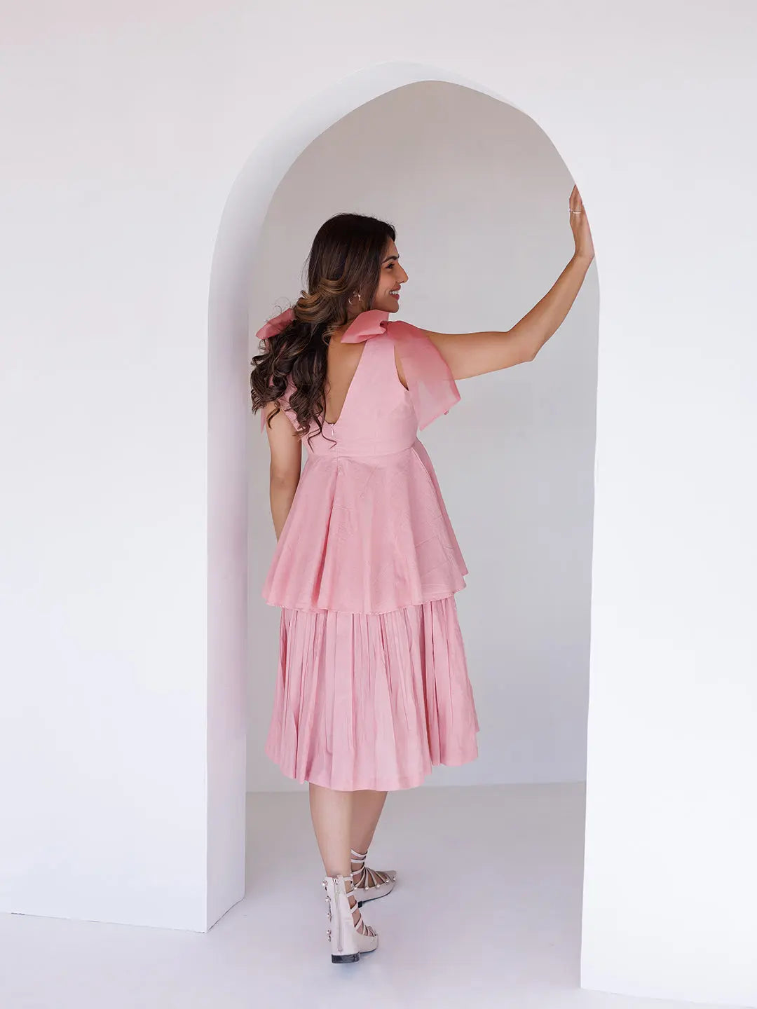 Coral Cloud Midi Dress Ragavi