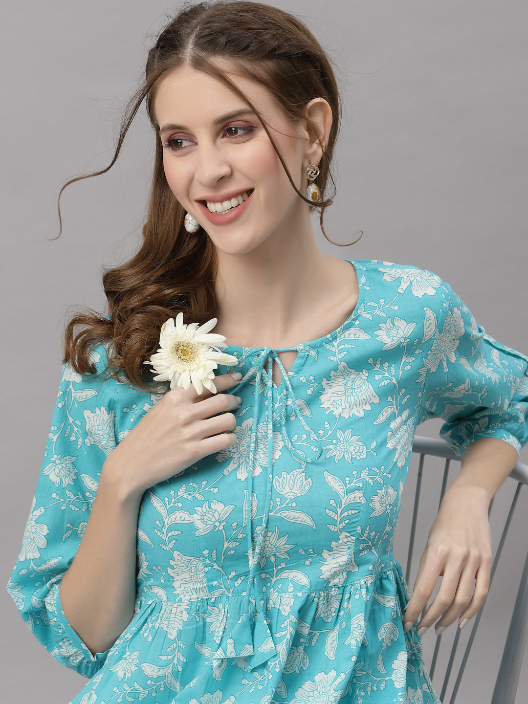 Diana Blue Peplum Pyjama Set