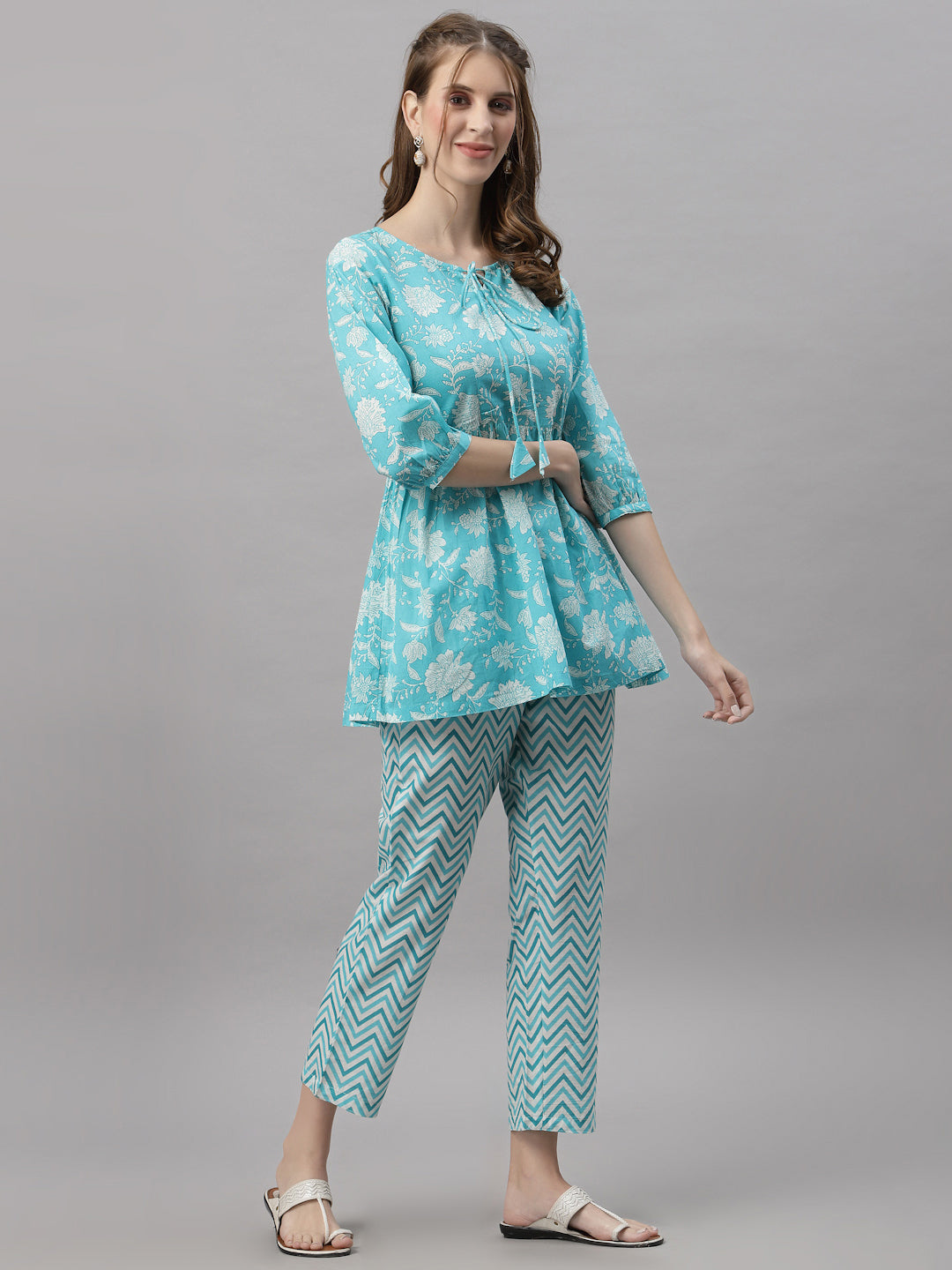Diana Blue Peplum Pyjama Set