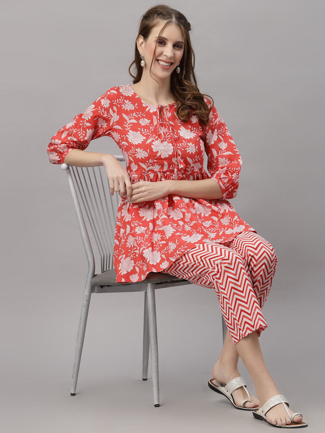 Diana Red Peplum Pyjama Set