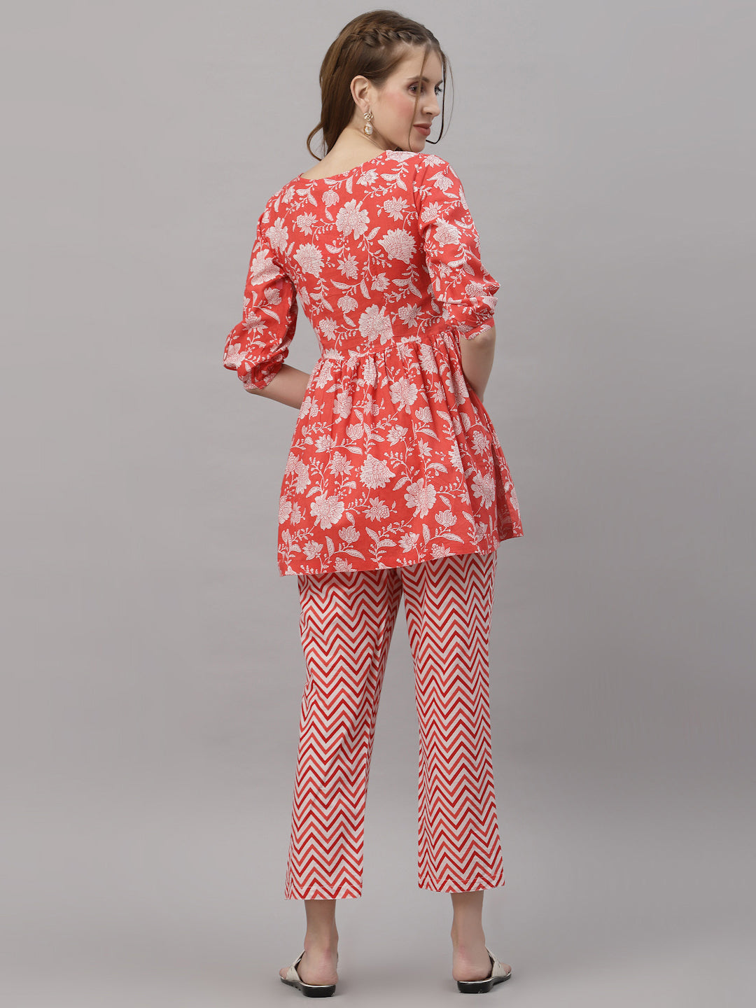 Diana Red Peplum Pyjama Set